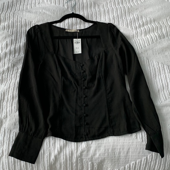 Abercrombie & Fitch Long sleeve button through v neck top - size m - Picture 3 of 4
